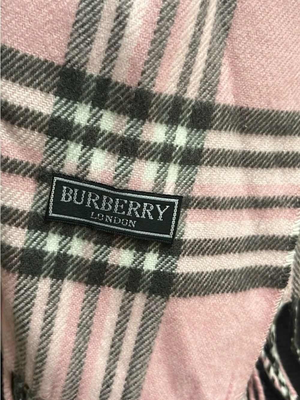 Burberry Pink and Black Plaid Cashmere-Blend Scarf